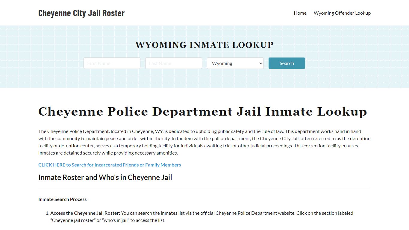 Cheyenne Police Department & City Jail, WY Inmate Roster, Arrests, Mugshots